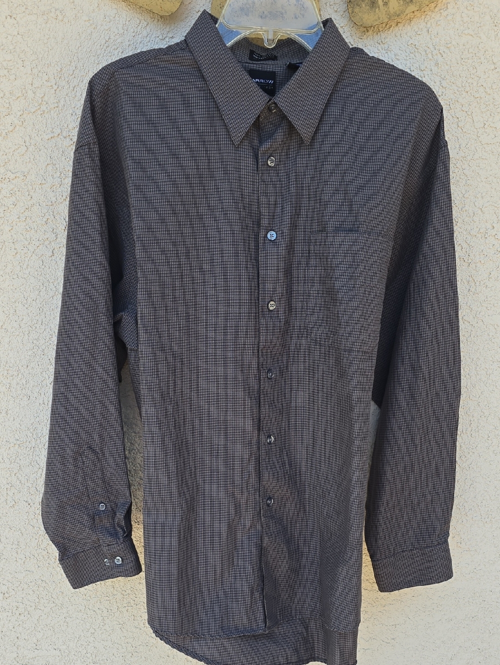 Arrow 100% Cotton Charcoal Micro-Check Dress Shirt